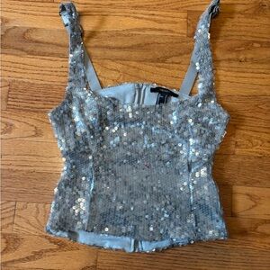 Forever 21 Silver Sequin Camisole Top